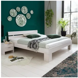 HOMELIV. Bettgestell HOMELIV. Bett Tanu 180x200 cm Komfort Kernbuche Massivholz, Kernbuche Massivholz, Komforthöhe weiß