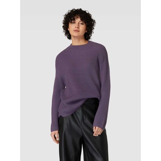 Pullover mit unifarbenem Design und Rippoptik, Purple, 38