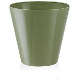 Runde Vase 'estoril Mit Wasserreserve' Für Blumen Und Pflanzen Im Außenbereich Und Im Garten. -30 Cm / Salbei