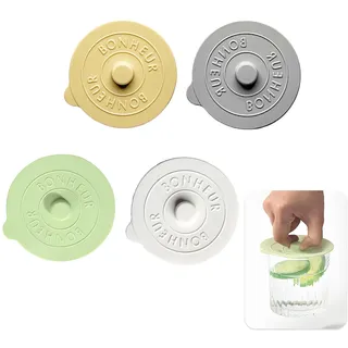 4 Stück Silikon Glasabdeckung Trinkglas, Anti Staub Silikondeckel für Gläser, Auslaufsicher Deckel für Gläser, Silikon Trinkgläs Deckel with Griff-für Wasserbecher Weingläser Kaffeebecher (farbig 1)