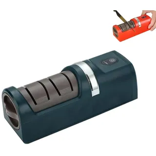 Automatic Kitchen Knife Sharpener, Profi Messerschärfer Elektrisch mit 3 Stufen, Automatischer Küchenschärfer, Elektrischer Messerschärfer für schnelles Schärfen und Polieren (Grün)