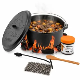 Petromax Dutch Oven ft4.5-t Set - 3,5 L Feuertopf Gusseisen ohne Füße
