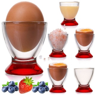 PLATINUX Eierbecher Rote Eierbecher, (6 Stück), Eierständer Eierhalter Frühstück Egg-Cup Brunch Geschirrset rot