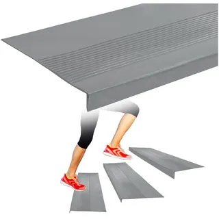 ANRO Stufenmatte Stufenschutz aus Gummi Treppenschutz Treppenmatte, Eckig, mit Rillen Größe 30x120cm - rutschischer & anpassbar grau 30 cm x 120 cm