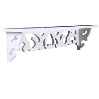 Yosoo Weiß Regal Shabby Chic Filigrane Stil Cut Out Design Wandregal, Pastoral Hohl geschnitzt Wand Deko Mounted Floating Storage Display Regalböden WANDGERÄTE, S