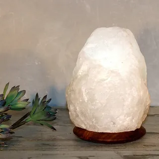 Salzkristall-Tischlampe HIMALAYA SALT DREAMS "Rock" Lampen Gr. Ø 12 cm Höhe: 18 cm, weiß Dekoleuchten Handgefertigt - jeder Stein ein Unikat, H: ca.18 cm, ca. 2-3kg