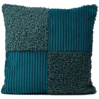 Gözze Zierkissen GÖZZE Kissen ANORA petrol BHT 40x8x40 cm türkis Dekokissen blau