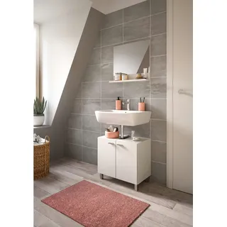 welltime Badmöbel-Set Tampa, best. aus Waschbeckenunterschrank und Spiegel, Breite 57cm, (Set, 2-St), 2-teilig, Bad-Möbel, Bad-Spiegel, Badschrank weiß