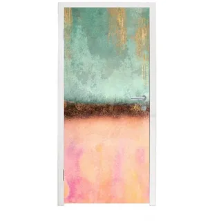 MuchoWow Türtapete Gold - Farbe - Abstrakt - Grün - Rosa, Matt, bedruckt, (1 St), Türfolie Selbstklebend, Türtapete, Türdeko Poster, 95x235 cm bunt 95 m x 235 m