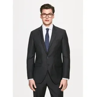 Hackett London für Herren. HM441678 Amerikanischer Blazer aus unifarbener dunkelgrauer Wolle (38/32), Lässig, Klassisch