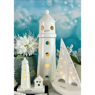 Leuchtturm Farol LED cremeweiß 21cm