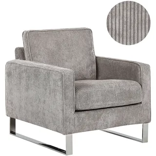 Beliani Sessel VIND Cord 76 x 82 x 82 cm Grau mit Kissen