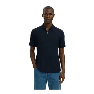 Selected Homme Herren Poloshirt SLMFAVE STRUCTURE SS Regular Fit 16100134 Blau XXL