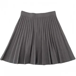 RWGSNB Röcke für Damen, Dicker Wollstrickrock für Damen Im Herbst und Winter Elastischer Bund Faltenröcke für Damen Mini Strickrock in A Linie Grauer Kurzer Rüschenrock für den Alltag und Dat - S