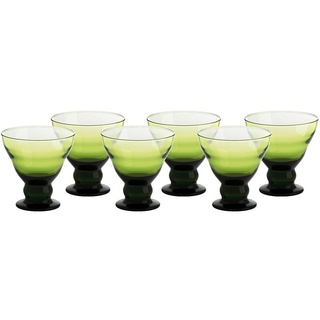 CRISTALICA 6er Set Eisschale Set Dessertschale Eisbecher Glas Antico Hellgrün 12,5 cm Gelato Vero