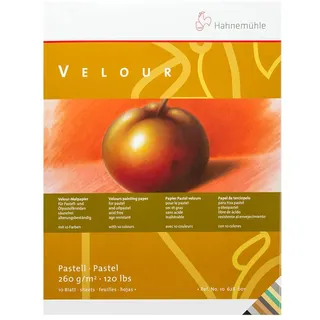 Pastellpapier Velour Block 10Farben 260g/m2, 30x40cm, 10Blatt