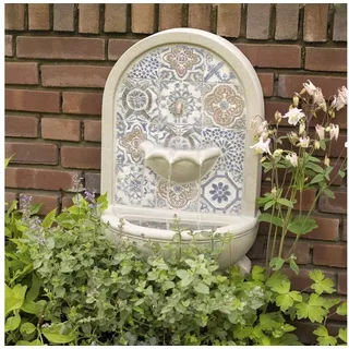 MARELIDA Gartenbrunnen Brunnen rund Wandbrunnen Standbrunnen Mosaik natur Zierbrunnen 54cm, 36 cm Breite