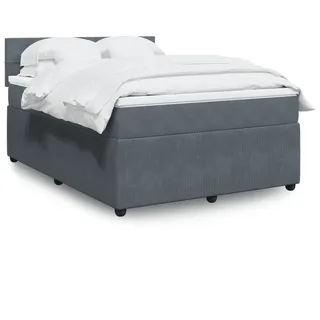 vidaXL Boxspringbett mit Matratze Dunkelgrau 140x200 cm Samt