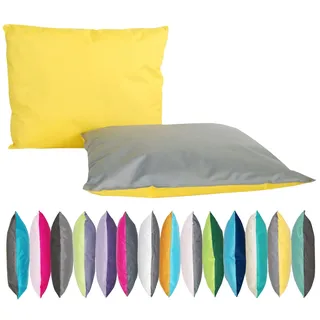 JACK 2-farbiges Wende Outdoor Lounge Kissen 30x50cm Dekokissen inkl. Füllung Wasserfest Sitzkissen Garten Stuhl, Farbe:Grau - Gelb