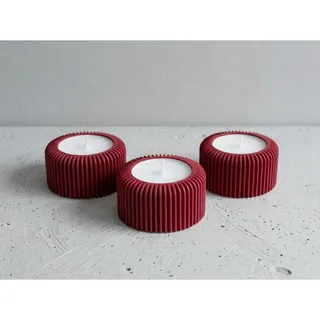 Teelichthalter (3er Set) - @AcubycArt - für kleine Teelichter - modernes Design - Bio-Kunststoff (Rot, 3 cm)