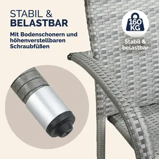 CASARIA Casaria® Gartenstühle 4er Set Stapelbar Grau