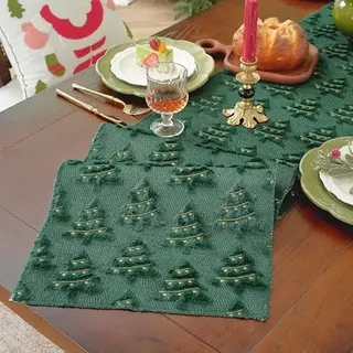 Weihnachtsdeko Innen Tischläufer Weihnachten Deko Weich Plüsch Samt Weihnachtstischläufer Christmas Decorations Weihnacht Tischdeko Weihnachts Weihnachtsläufer Weinachtsdekorationen (Grün, 35×160cm)