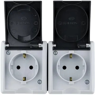 REV Ritter AquaForm Steckdose 2-fach AP IP44, grau