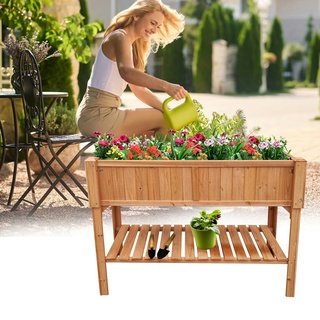 Coemo Hochbeet Holz 90 x 60 x 90 cm mit Ablageboden Frühbeet Pflanztrog Bausatz für Gemüse, Kräuter in Garten, Terrasse und Balkon