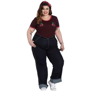 Hell Bunny Carpenter Denim Jeans 40er Jahre 50er Jahre Vintage Retro Rockabilly Hose - Navy Blau (S - DE 36) - S