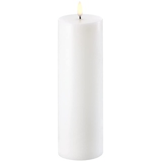 Uyuni Lighting, patentierte 3D-LED-Kerze mit flackernder Flamme, elegantes und minimalistisches Design, Wachsbasis – Pillar Nordic White, 6,8 x 25 cm.