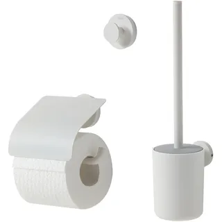 Tiger Urban Badaccessoire-Set, 3-teilig, bestehend aus Toilettenpapierhalter mit Deckel zur Wandmontage, Haken und WC-Bürste, mit austauschbaren Dekor-Ringen zur individuellen Gestaltung, Weiß