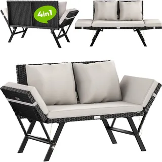 CASARIA Gartenbank 200 x 70 x 90 cm Schwarz