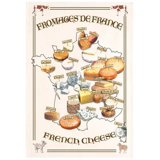 Winkler Geschirrtuch Carte Fromages Ecru 48x72 cm, Baumwolle - Winkler