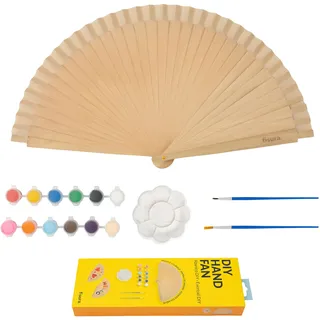 Fisura– Origineller DIY-Handfächer. Holzfächer zum Basteln und Bemalen. Perfekt als Geschenkidee. Enthält 12 Farben, 1 Pinsel, 1 Mischpalette. Maße: 42,5 x 23 cm