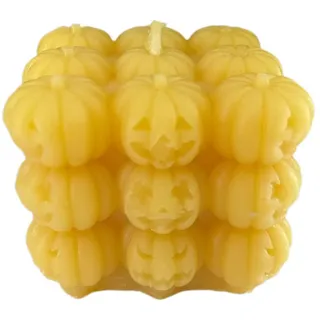 Aspinaworld Bienenwachskerze Kürbis Kerze als Würfel 5 cm natur – 27 Kürbisse (1-tlg) gelb