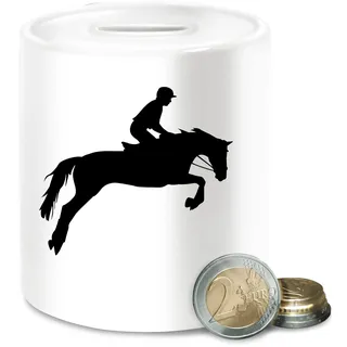 Spardose - Pferde - Springreiten Pferd I Springreiter Geschenk Pferdeliebhaber - Unisize - Weiß - spardose￼ mit REIT sprüche springpferd mädchen Reiter Pferdefreunde pferdebesitzer für Horse