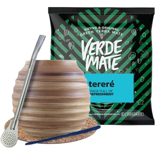 Yerba Mate Starter Kit | Anfänger-Set | Große Keramik Mate Tasse 400ml | Edelstahl Bombilla | Produkt hergestellt von Cebador