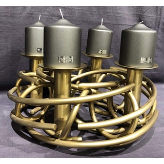Fink - Dekokranz, Leuchter, Adventskranz - Corona - 4-flammig - matt Gold - Ø 40 cm