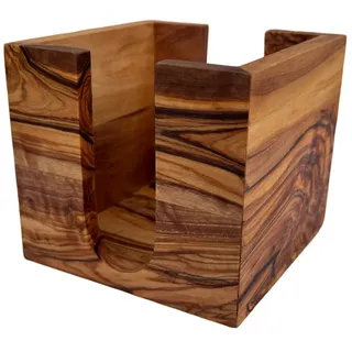 medina mood Zettelkasten Zettelbox "My Office" Notitzpapier Halter 11,2x11,2x10 cm, Olivenholz (1 St)