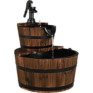 Costway Gartenbrunnen Holz mit Wasserpumpe Φ44,5cm