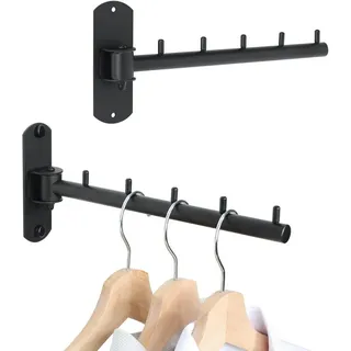 BlingBin Kleiderstange Kleiderhaken, Garderobenhaken Klappbar, Klapphaken Hakenleiste Bad (2 Stück, 2 St., 28*12*4,2cm), 2 Stück Wand-Kleiderständer Kleiderhaken für die Badezimmer schwarz