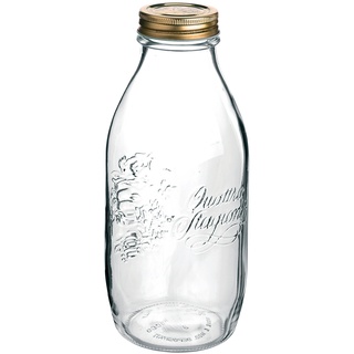 Bormioli Rocco Quattro Stagioni 1000 ml (mit Schraubdeckel ø 56 mm, Saftflasche, 6 Glasflaschen, Flasche für Liköre/Schnaps) 58296, Glas