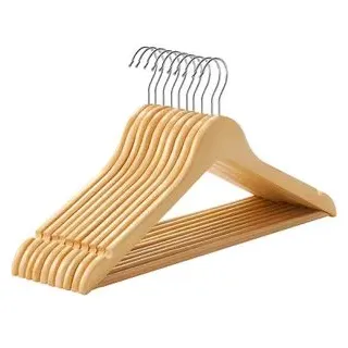 Songmics Kleiderbügel Mehrzweckbügel Holz Silber 10 St.