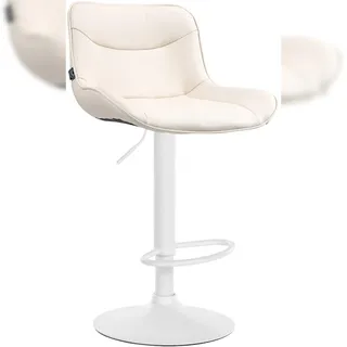CLP Barhocker Vonore 1er Höhenverstellbar drehbar Kunstleder 40 x 40 x 100 cm Creme/Weiß