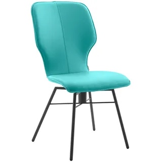 Musterring Stuhl Nevio, Türkis, Leder, Echtleder, Color-Finish-Leder, Rundrohr, Drehkreuz, 49x95x63 cm, Lederauswahl, Stoffauswahl, Sitzfläche 360° drehbar, automatische Rückholfunktion, Esszimmer, Stühle, Esszimmerstühle, Lederstühle