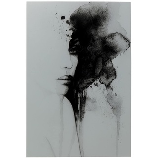 Kare Design Glasbild Smokey Face, Schwarz/Weiß, Glasgemälde, Wanddekoration, Kunstwerk, Wandbild, Bild, abstrakt, 150x100x0,4cm