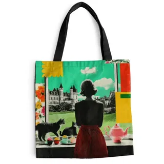 MuchoWow Shopper Frau - Küche - Katzen - Durchsichtig, Handtasche, Damen und Herren, Schultertasche, Umhängetasche, Tote Bag 45 cm x 45 cm