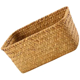 Cabilock Eleganter Aufbewahrungskorb Aus Seegras Gewebt Organizer-box Für Schreibtisch Küche Badezimmer Deckel