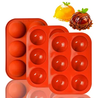 3 Stück Mittlere Hemisphere Halbkugel-Silikonform mit 6 Hohlräumen, Schokoladenform Silikonform Halbkugel Backform Schokoladenform Silikon Kugel Schokolade Rund für Dome-Mousse, Kuchen, Gelee, Pudding