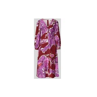Midikleid aus Viskose-Mix mit V-Ausschnitt und Eingrifftaschen, Bordeaux, 42